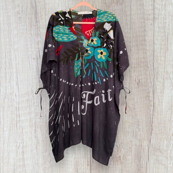 Cleo Gatzeli Summer Tales Have Faith Viscose Resort Flowy Kaftan Kimono Artwork
